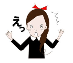Long hair. Red ribbon. A girl. sticker #11190875