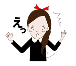 Long hair. Red ribbon. A girl. sticker #11190875