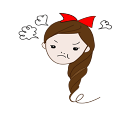 Long hair. Red ribbon. A girl. sticker #11190877