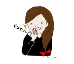 Long hair. Red ribbon. A girl. sticker #11190878