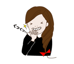 Long hair. Red ribbon. A girl. sticker #11190878