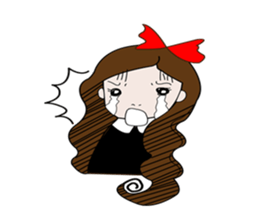 Long hair. Red ribbon. A girl. sticker #11190879