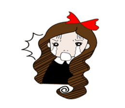 Long hair. Red ribbon. A girl. sticker #11190879