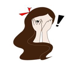 Long hair. Red ribbon. A girl. sticker #11190880