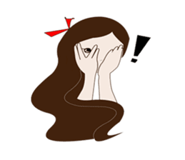 Long hair. Red ribbon. A girl. sticker #11190880
