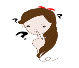 Long hair. Red ribbon. A girl. sticker #11190881