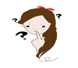 Long hair. Red ribbon. A girl. sticker #11190881