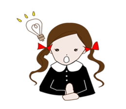 Long hair. Red ribbon. A girl. sticker #11190882