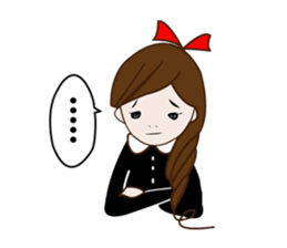 Long hair. Red ribbon. A girl. sticker #11190883