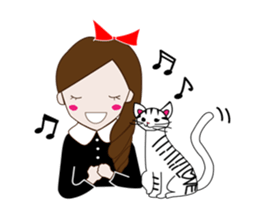 Long hair. Red ribbon. A girl. sticker #11190884