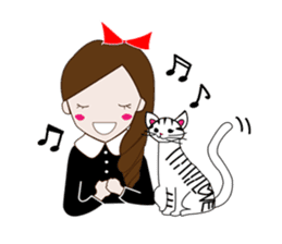 Long hair. Red ribbon. A girl. sticker #11190884