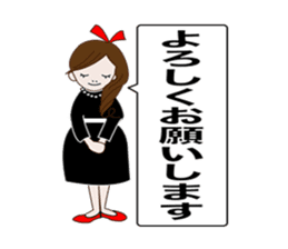 Long hair. Red ribbon. A girl. sticker #11190885