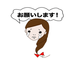Long hair. Red ribbon. A girl. sticker #11190886