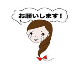 Long hair. Red ribbon. A girl. sticker #11190886