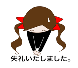 Long hair. Red ribbon. A girl. sticker #11190887
