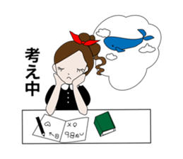 Long hair. Red ribbon. A girl. sticker #11190889
