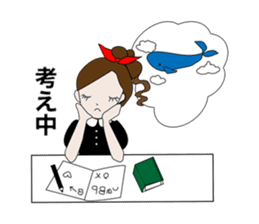 Long hair. Red ribbon. A girl. sticker #11190889