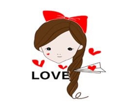 Long hair. Red ribbon. A girl. sticker #11190890