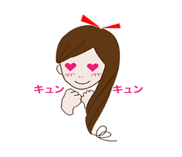 Long hair. Red ribbon. A girl. sticker #11190891