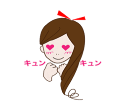 Long hair. Red ribbon. A girl. sticker #11190891
