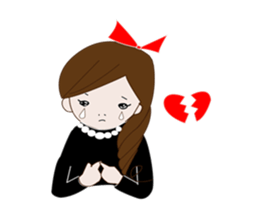 Long hair. Red ribbon. A girl. sticker #11190893