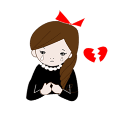 Long hair. Red ribbon. A girl. sticker #11190893