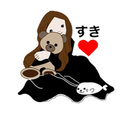 Long hair. Red ribbon. A girl. sticker #11190894
