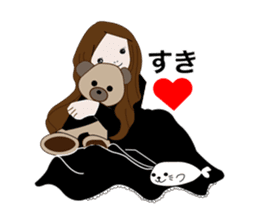 Long hair. Red ribbon. A girl. sticker #11190894