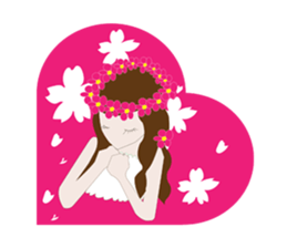 Long hair. Red ribbon. A girl. sticker #11190897