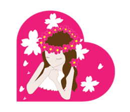 Long hair. Red ribbon. A girl. sticker #11190897