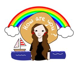 Long hair. Red ribbon. A girl. sticker #11190898