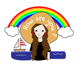 Long hair. Red ribbon. A girl. sticker #11190898