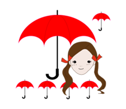 Long hair. Red ribbon. A girl. sticker #11190899