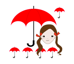 Long hair. Red ribbon. A girl. sticker #11190899