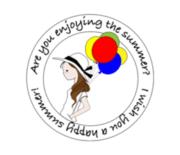 Long hair. Red ribbon. A girl. sticker #11190900