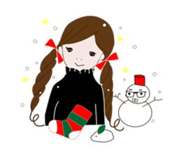 Long hair. Red ribbon. A girl. sticker #11190902