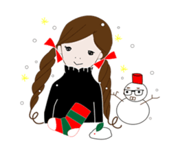 Long hair. Red ribbon. A girl. sticker #11190902