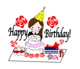 Long hair. Red ribbon. A girl. sticker #11190903