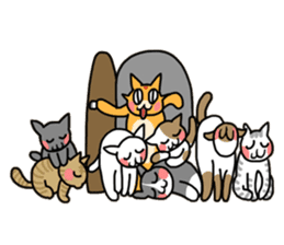 Fun friends of orange cat and white cat sticker #11465950