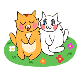 Fun friends of orange cat and white cat sticker #11465965