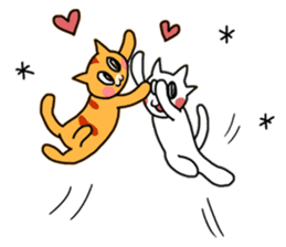 Fun friends of orange cat and white cat sticker #11465967