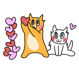 Fun friends of orange cat and white cat sticker #11465968