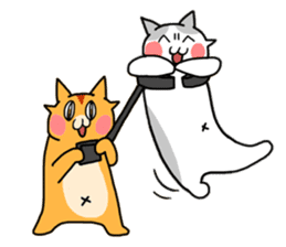 Fun friends of orange cat and white cat sticker #11465981