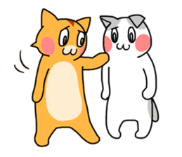 Fun friends of orange cat and white cat sticker #11465982