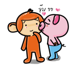 Monkey and Pig Nori AiKa 2 sticker #13008004