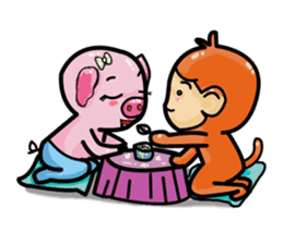 Monkey and Pig Nori AiKa 2 sticker #13008007