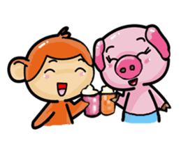 Monkey and Pig Nori AiKa 2 sticker #13008011