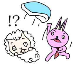 Slow sheep and rabbit wearing a tie sticker #1016958