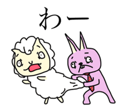 Slow sheep and rabbit wearing a tie sticker #1016960