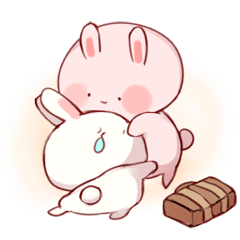 White rabbit and pink rabbit